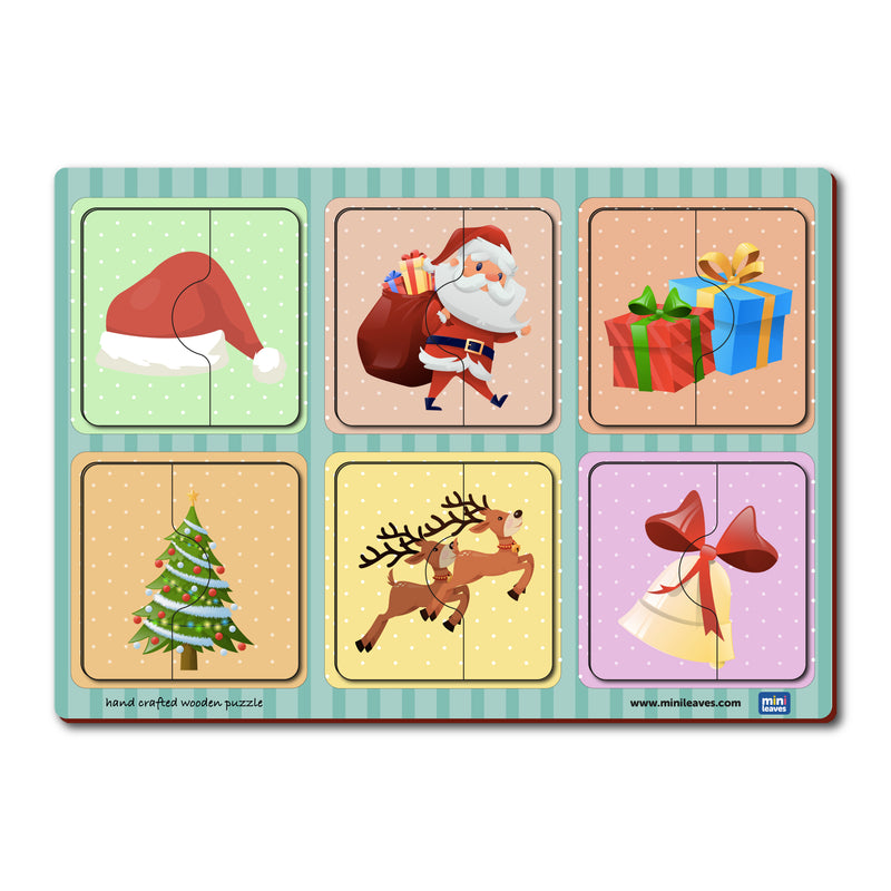 Mini Leaves 2 Piece Puzzle Christmas Jigsaw Puzzle - Set of 6