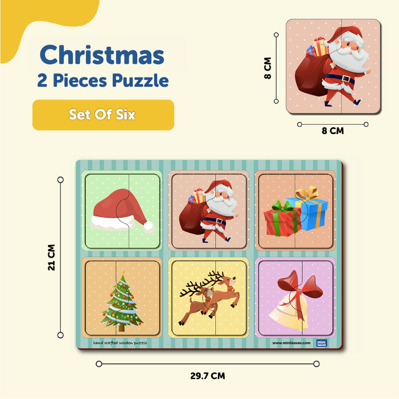 Mini Leaves 2 Piece Puzzle Christmas Jigsaw Puzzle - Set of 6