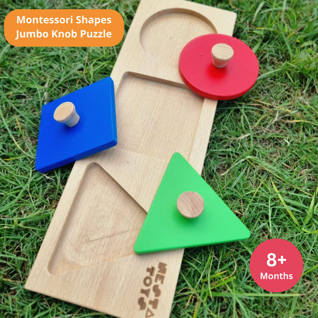 JoGenii Montessori Wooden Shapes Jumbo Knob Puzzles First Puzzle