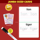 Little Berry ANIMALS Write & Wipe Jumbo Flash Cards (With Marker Pen) - Educational Toy