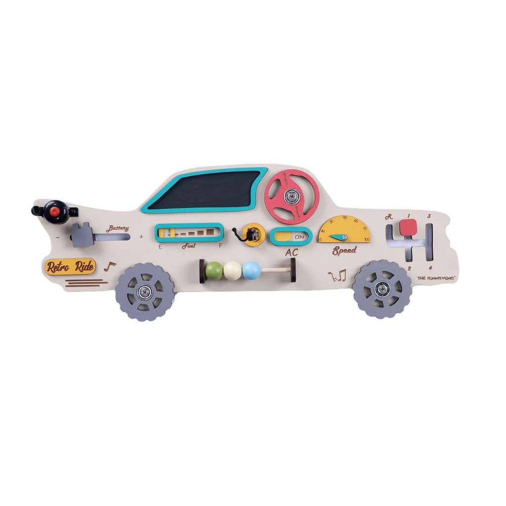 JoGenii |The Funny Mind Retro Car Wooden Busy Board Educational