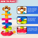 Monkey Ball Drop Toy for Babies and Toddlers | New 5 Layer Tower Run with Swirling Ramps and 3 Puzzle Rattle Balls | Best Educational Development Toy Set for Kids.