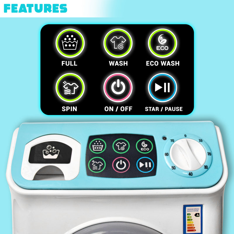 Present Mini Washing Machine Toy Kid Pretend Play Toy with Light & Realistic Sound for Kids Birthday Gift Role Play Toy Different Sound & Music Color