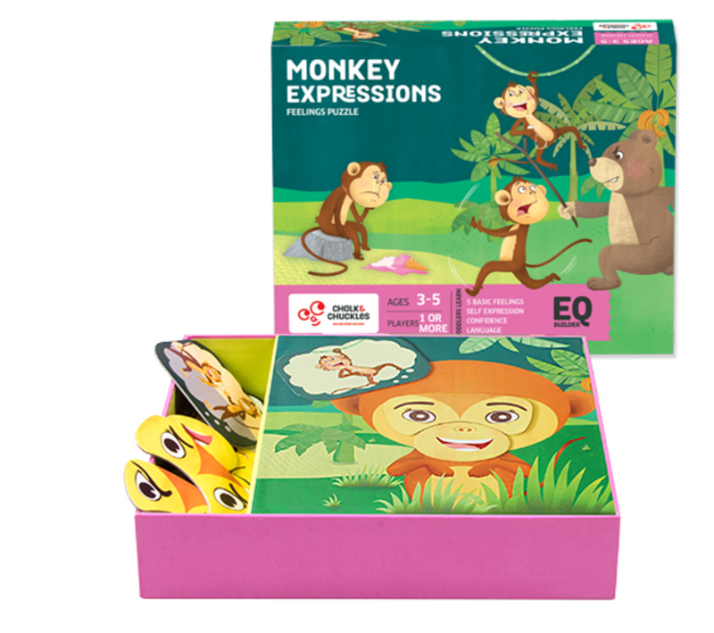 Chalk and Chuckles Monkey Expressions Preschool Feelings Magnetic Puzzle