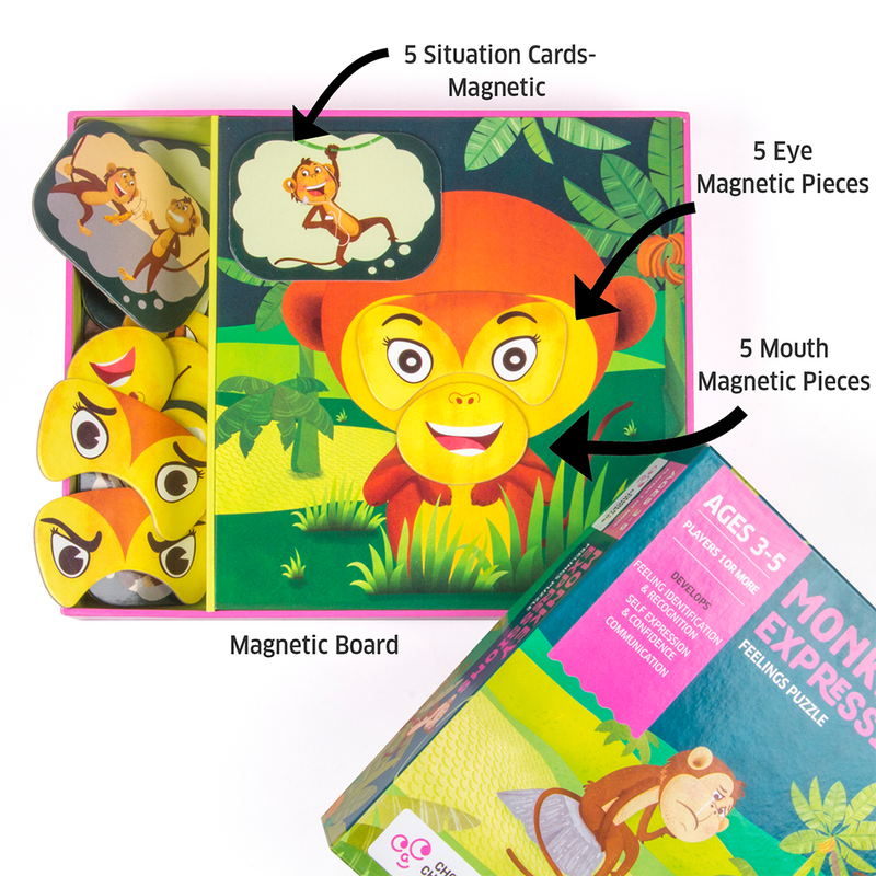 Chalk and Chuckles Monkey Expressions Preschool Feelings Magnetic Puzzle