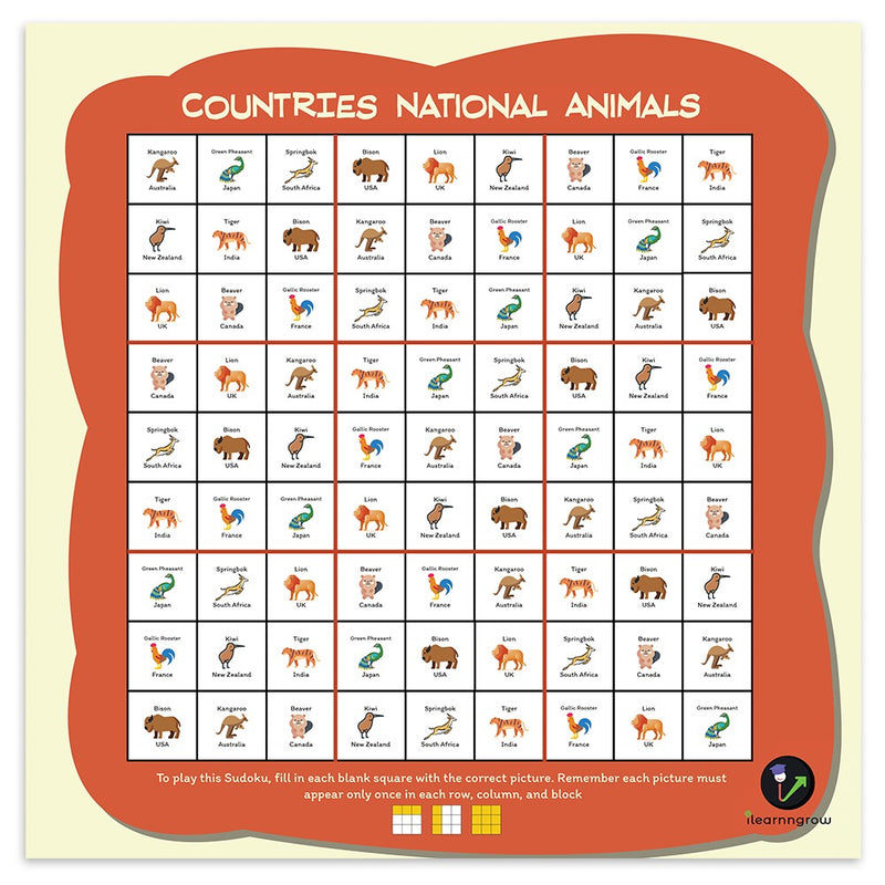 Countries Sudoku Combo (Level: Easy to Medium)