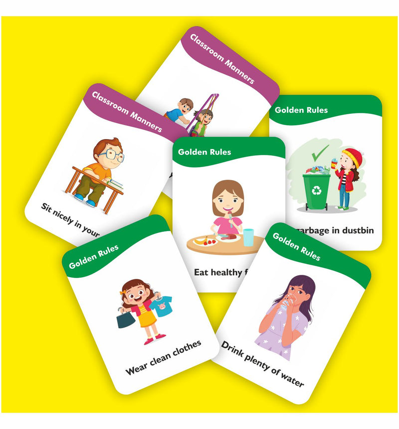 Clapjoy Good Habits flash card for kids of age 2 years and Above