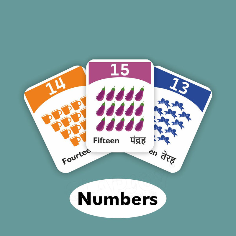 Clapjoy Shape, Colours and Numbers flash card for kids of age 2 years and Above