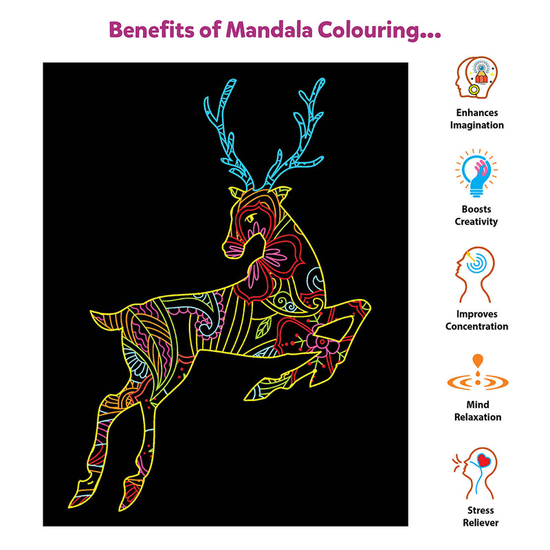 Neon Nature Mandala Art Kit for Adults - Mandala Colouring Art Craft Kit  for Kids