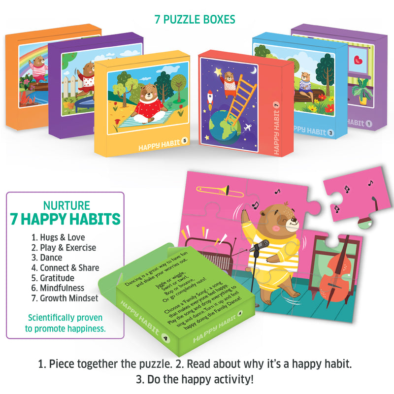 Happy Habits-7 in 1 Jigsaw Puzzle and Activity Set for Kids Age 3 and Up