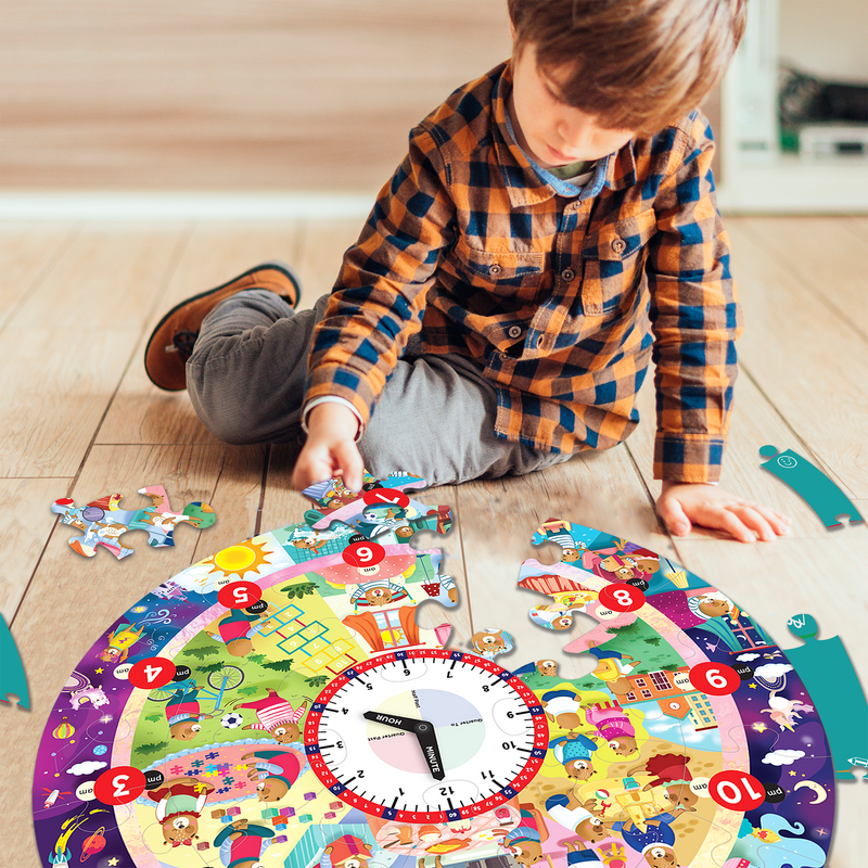 Busy Bear's Day Tell The Time Puzzle for Kids 3-6 Years, Learning to Tell Time