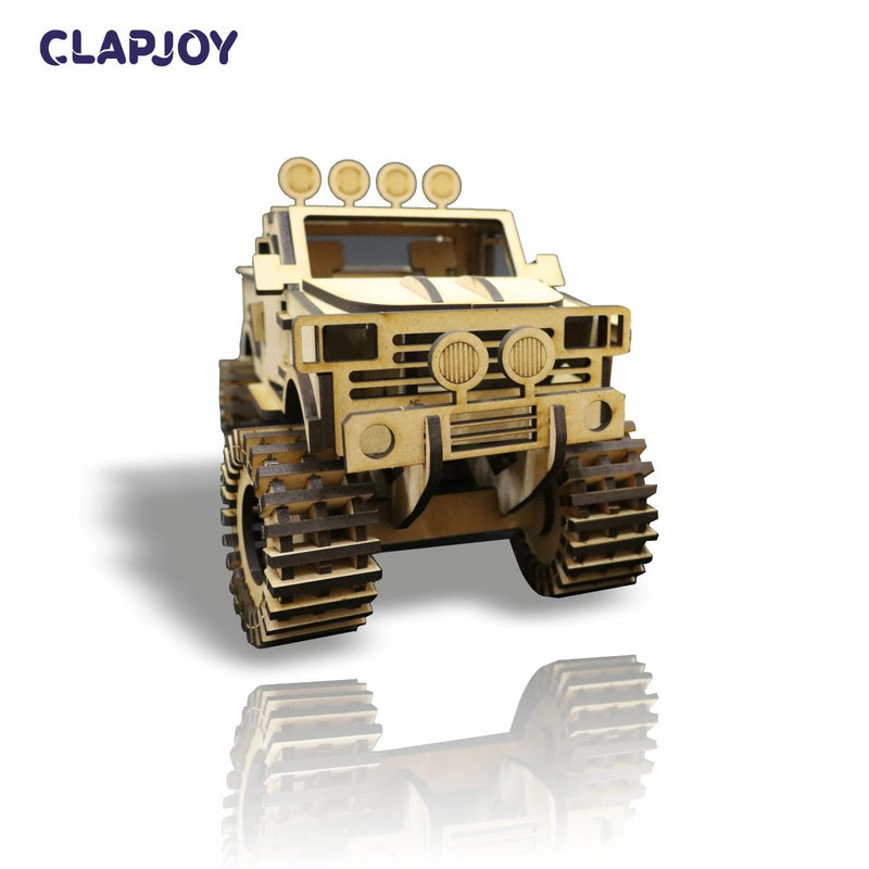 Clapjoy 3D Wooden Puzzle Monster Truck and Racing Car Combo for kids of age 6 years and Above