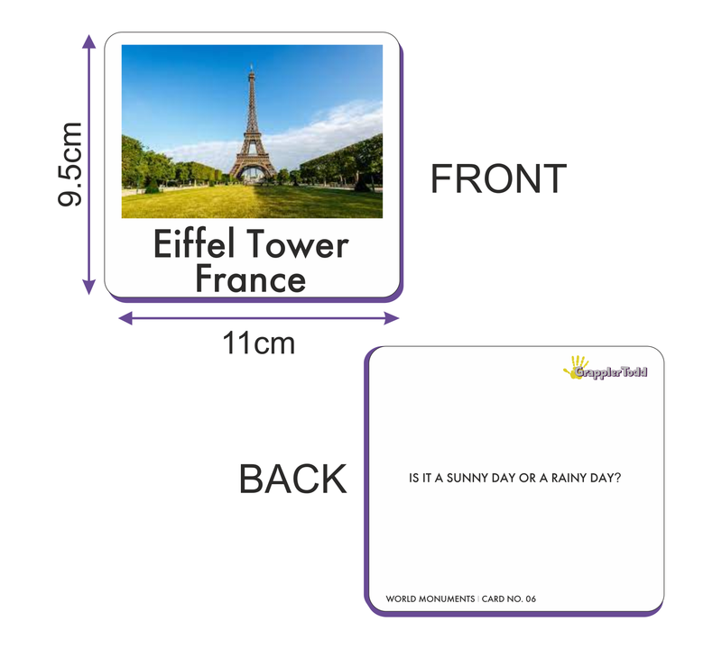 World Monuments Activity Flash Cards |GrapplerTodd Flashcards for Kids Early Learning Flash Cards Easy and Fun Way of Learning 6 Months to 6 Years Babies