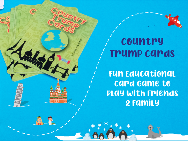 CocoMoco Kids Return Gift Combo for Kids Birthday Party - Set of 10 Pieces of Country Trump Cards Game Geography Toy, STEM Educational Toy for Ages 5-8, 9-14 Year Old Boys and Girls