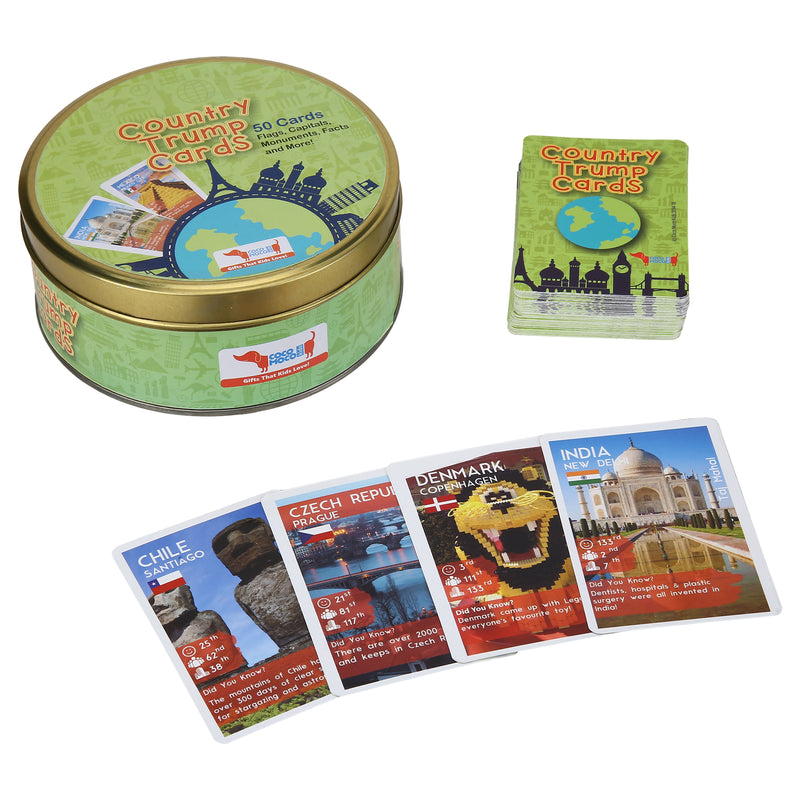 CocoMoco Kids Return Gift Combo for Kids Birthday Party - Set of 10 Pieces of Country Trump Cards Game Geography Toy, STEM Educational Toy for Ages 5-8, 9-14 Year Old Boys and Girls