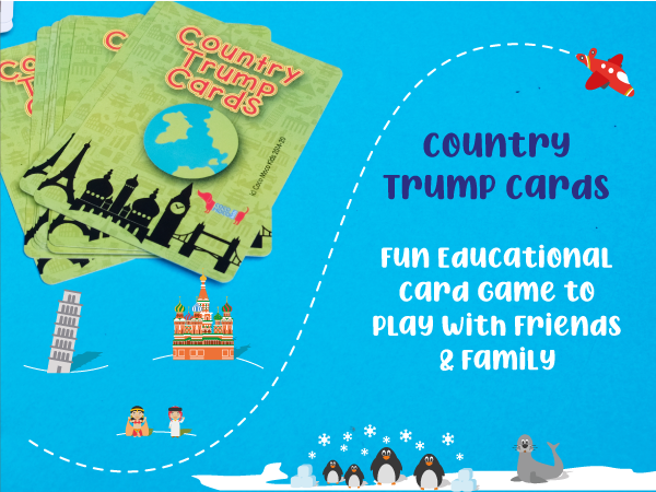 CocoMoco Kids Return Gift Combo for Kids Birthday Party - Set of 3 Pieces of Country Trump Cards Game Geography Toy, STEM Educational Toy for Ages 5-8, 9-14 Year Old Boys and Girls