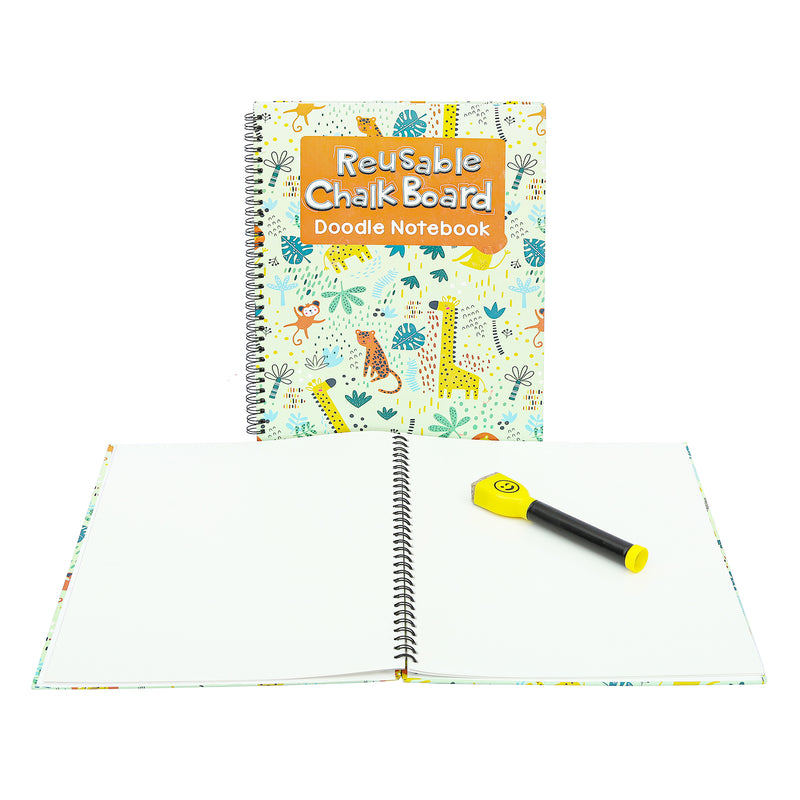 CocoMoco Erasable Doodle Drawing Book Set - Chalk board - Includes sketch pens - Animals / Jungle Theme