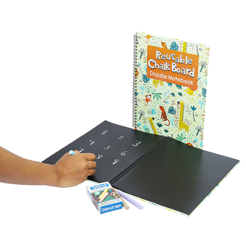 CocoMoco Erasable Doodle Drawing Book Set - Chalk board - Includes chalks - Animals / Jungle Theme