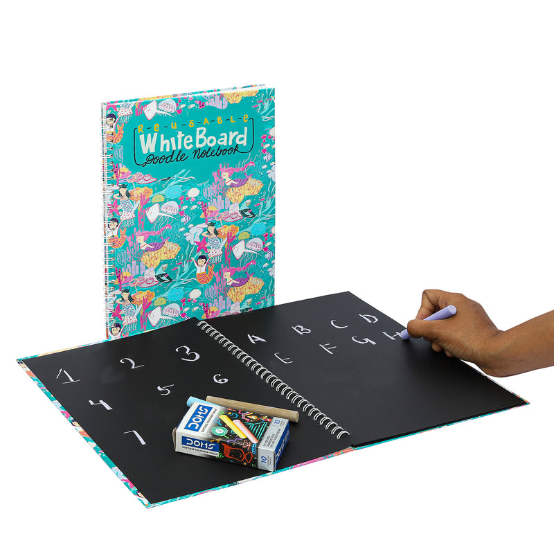 CocoMoco Erasable Doodle Drawing Book Set - Chalk board - Includes chalks - Underwater Theme