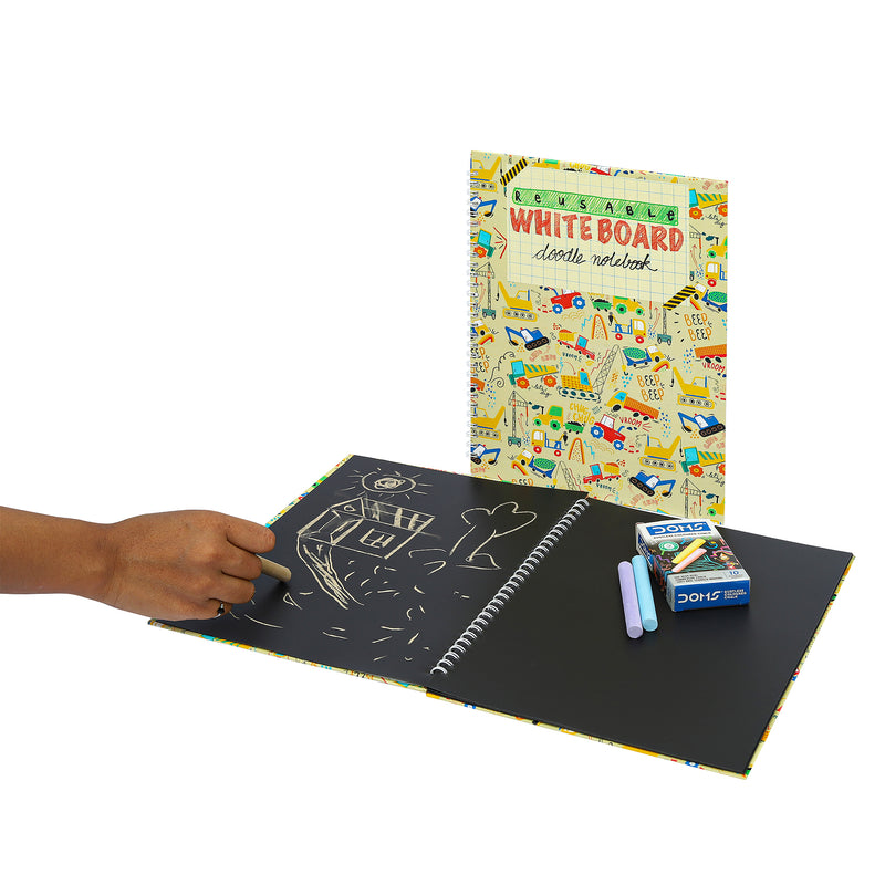 CocoMoco Erasable Doodle Drawing Book Set - Chalk board - Includes chalks - Construction Theme