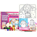 Craftopedia 4 in 1 Art & Craft Set for Boys & Girls Age 4,5,6,7 - Canvas, 3D Magnets, Greeting Cards, Stickers | (Unicorns in Candyland)