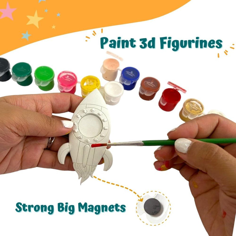 Craftopedia 4 in 1 Art & Craft Set for Boys & Girls Age 4,5,6,7 - Canvas, 3D Magnets, Greeting Cards, Stickers | (Outer Space)