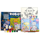 Craftopedia 4 in 1 Art & Craft Set for Boys & Girls Age 4,5,6,7 - Canvas, 3D Magnets, Greeting Cards, Stickers | (Robot)