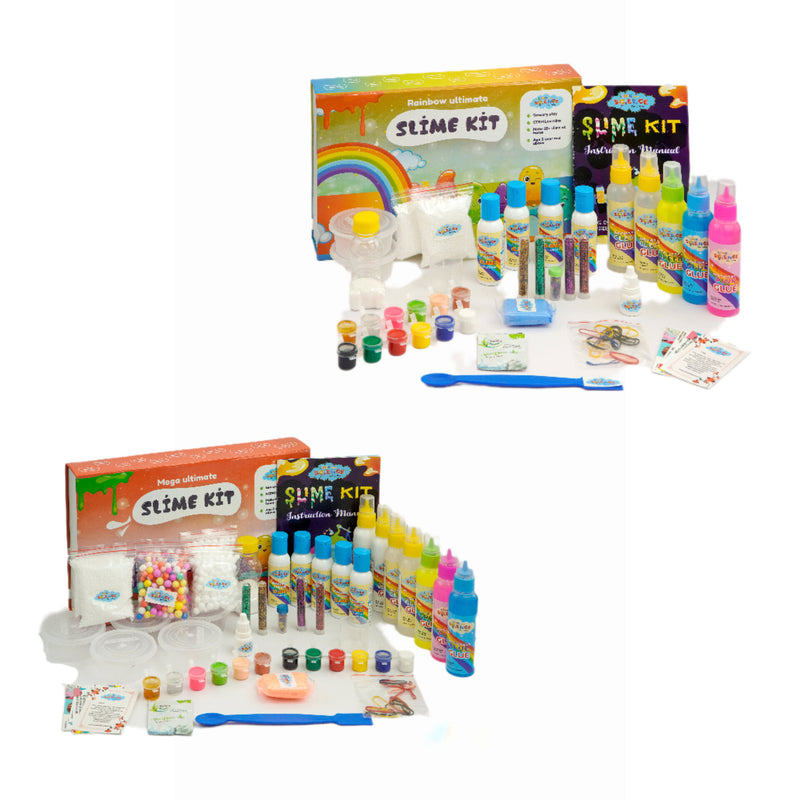 Link With Science 90 Pieces Ultimate Slime Making Kit ( Rainbow and mega Ultimate Slime Kit- Make 50+ Slime) - Combo pack of 2