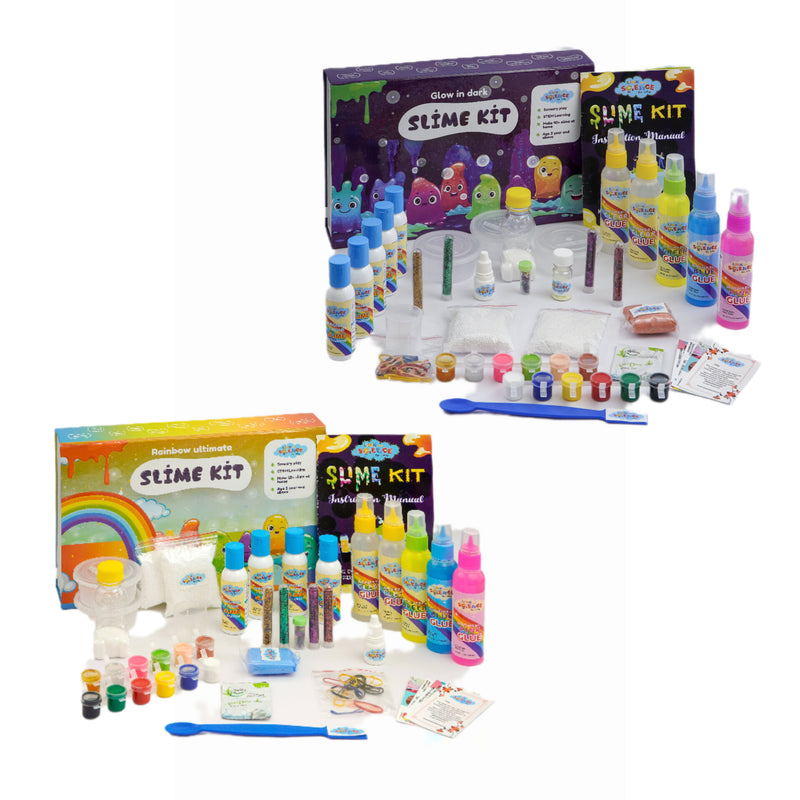 Link With Science 81 Pieces Ultimate Slime Making Kit ( Rainbow and Glow-In-Dark Slime Kit- Make 50+ Slime)  Combo pack of 2