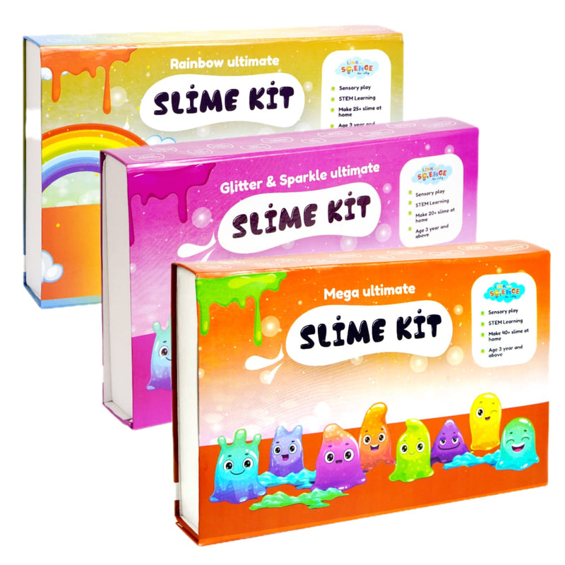 Link With Science 128 Pieces Ultimate Slime Making Kit (Glitter and sparkle, Rainbow, and Mega Ultimate Slime Kit - Make 75+ Slime) DIY Slime Factory Kids Toys for Boys/Girls  - Combo pack of 3