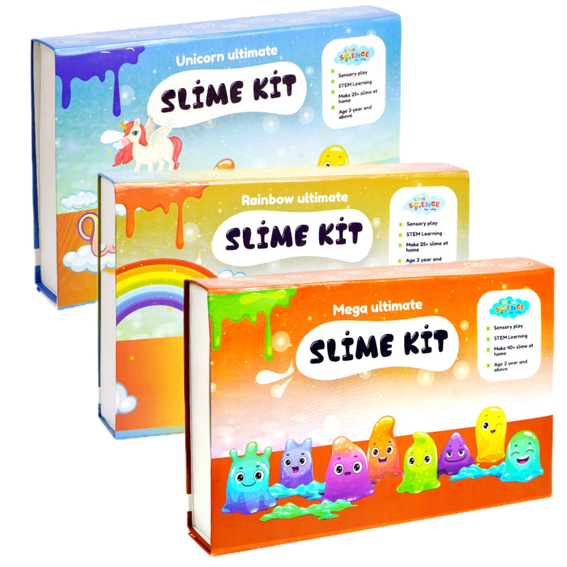 Link With Science 131 Pieces Ultimate Slime Making Kit (Unicorn, Rainbow, and Mega Ultimate Slime Kit- Make 75+ Slime) - Combo pack of 3