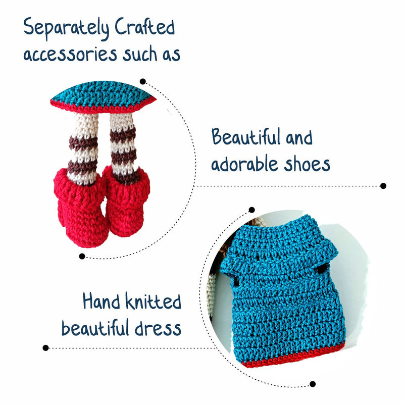 Clapjoy Soft Hand Knitted Cotton Thread Doll for kids