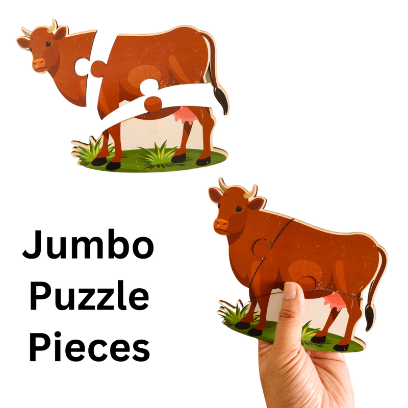 JoGenii Farm Animals Wooden Jigsaw Puzzles (Set of 5)