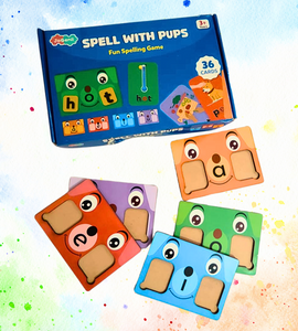 JoGenii Spell with Pups - spelling games for kids 5 years – phonics kit to 3 4 5 6 7 year old's , word game for age 5+, preschool activity toys
