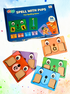 JoGenii Spell with Pups - I Can Spell with spelling games for kids 5 years – phonics kit to 3 4 5 6 7 year old's , word game for age 5+, preschool activity toys