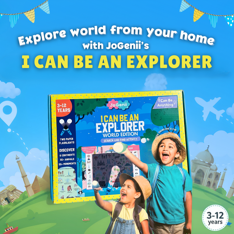 JoGenii I Can Be an Explorer – Seek & Find Activity Kit (Age 4 to 99 Years) ,Fun & Educational Geography Game | No-Mess | STEM Learning | BIS Certified | Screen-Free Play