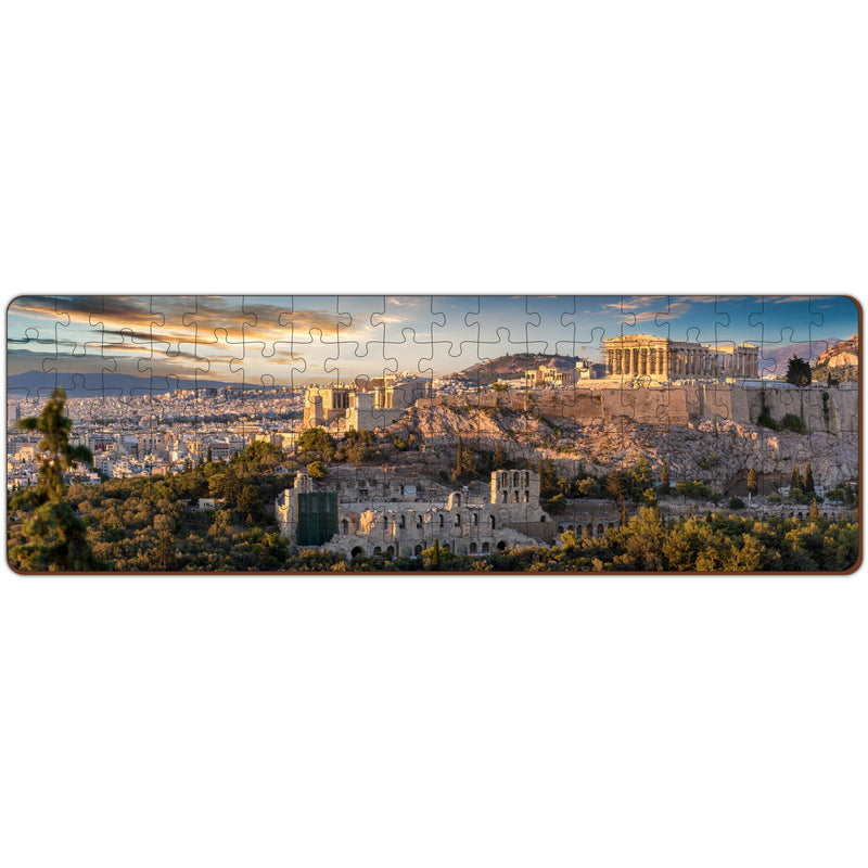 Mini Leaves Panorama View Athens Greece 108 Pieces Wooden Puzzle for Adults