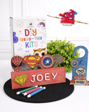 Superhero Rakhi Combo – DIY Superhero Door Knob & Name Plate Kit with Superhero Rakhi