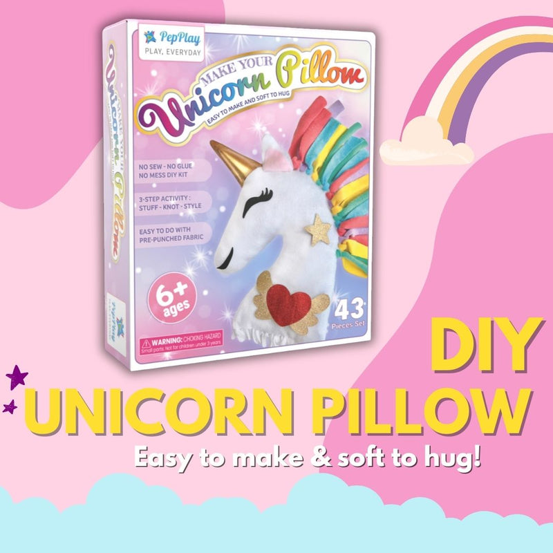 PepPlay Unicorn Pillow DIY kit Art & Craft Activity Kit for Kids | (43Pieces)