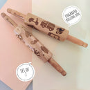 KIDDO KORNER | Rolling Pin Combo (Vehicle & Dino) – Set of 2 | Wooden Engraved Rolling Pin For Kids | 2 Pieces of Rolling Pin