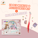 28 pcs Makeup & Accessories Kit + Hair Extensions