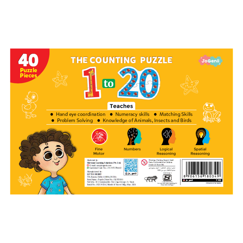 Gift Hamper for Toddler - 1-20 Counting Puzzle + Doodle Scribble Repeat