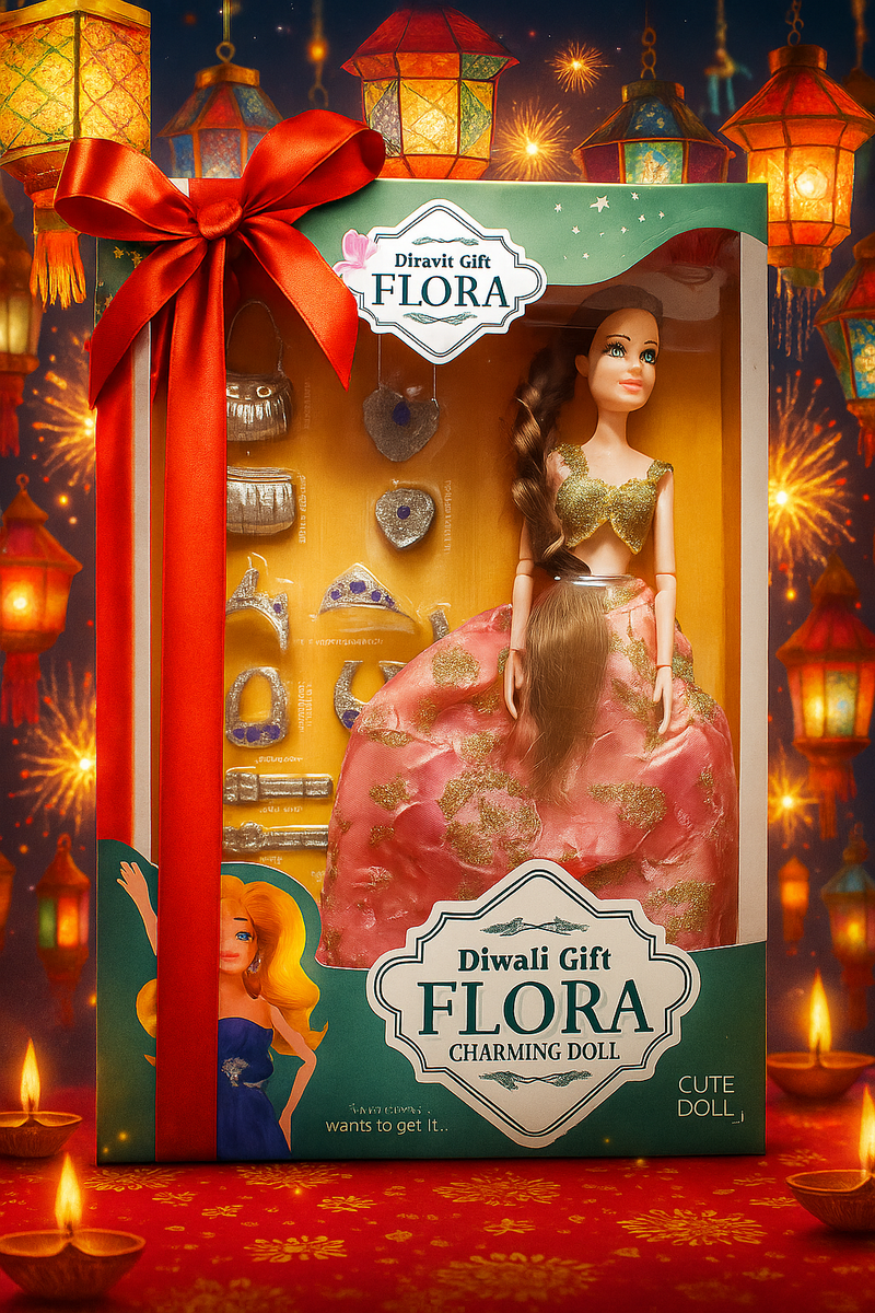 Celebration Doll with 18 premium accessories - Perfect Gift for Girls this Diwali | Indian Princess Doll | Festive Doll | Diwali Doll