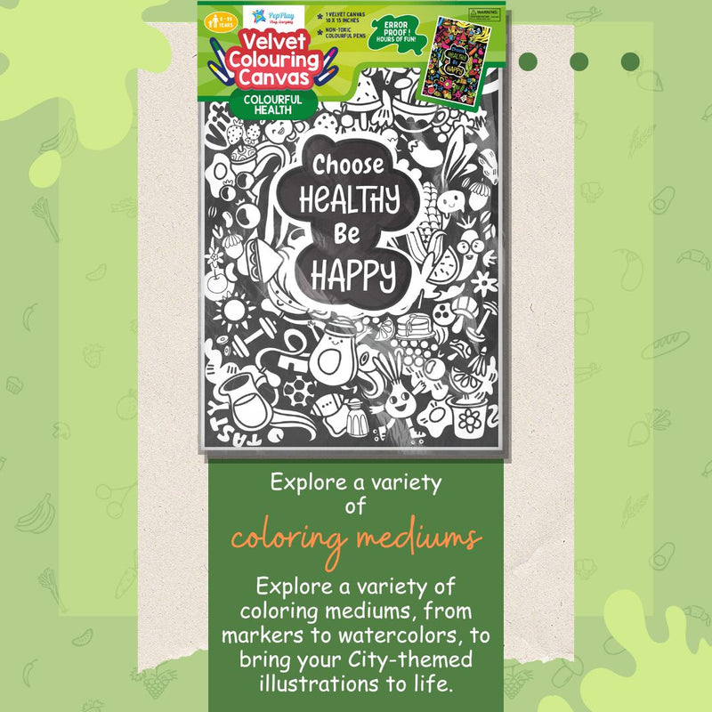 PEPPLAY VELVET COLOURING POSTERS - COLOURFUL HEALTH