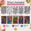 Zentangle Patterned Serenity - Poster Coloring Kit | 5 High-Quality Art Sheets, Coloring Pens | Perfect for Gifting, Return Gift, Play Dates, Art Date