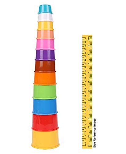 Plastic Build Up Beakers Stacking and Nesting Toy for Kids, Multicolour - 12 Pieces