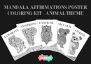 JoGenii Mandala Affirmations Poster Coloring Kit – Animal Theme
