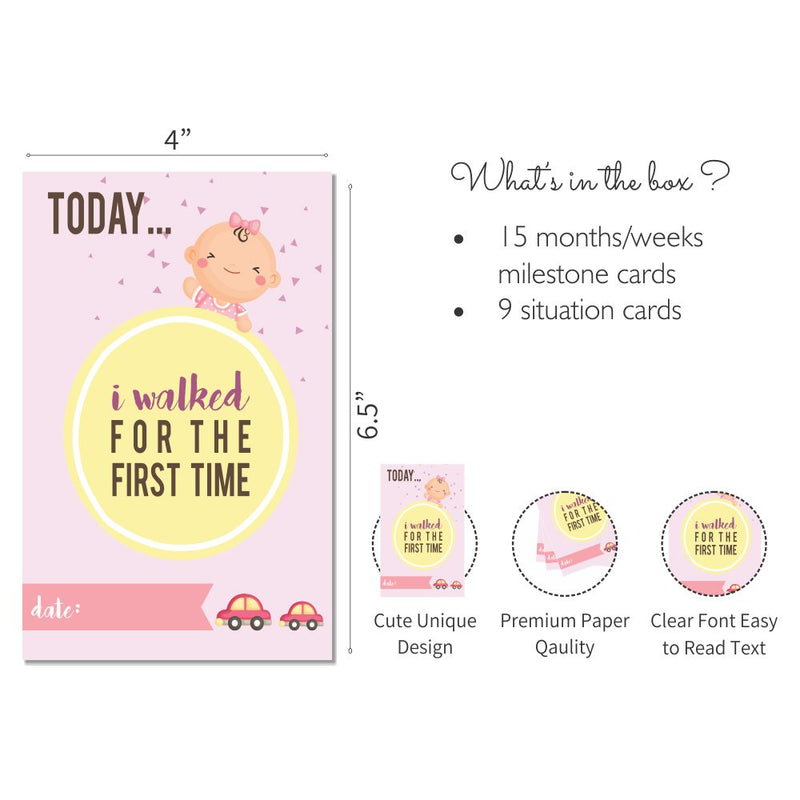 Baby Girl milestone cards- Pack of 24