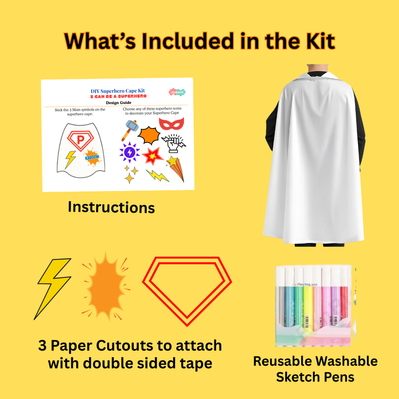 JoGenii DIY Superhero Cape Kit – I Can Be a Superhero | Reusable Pretend Play for Kids | Perfect Birthday Gift for Boys and Girls, Family Fun Time (4 - 99 Years)