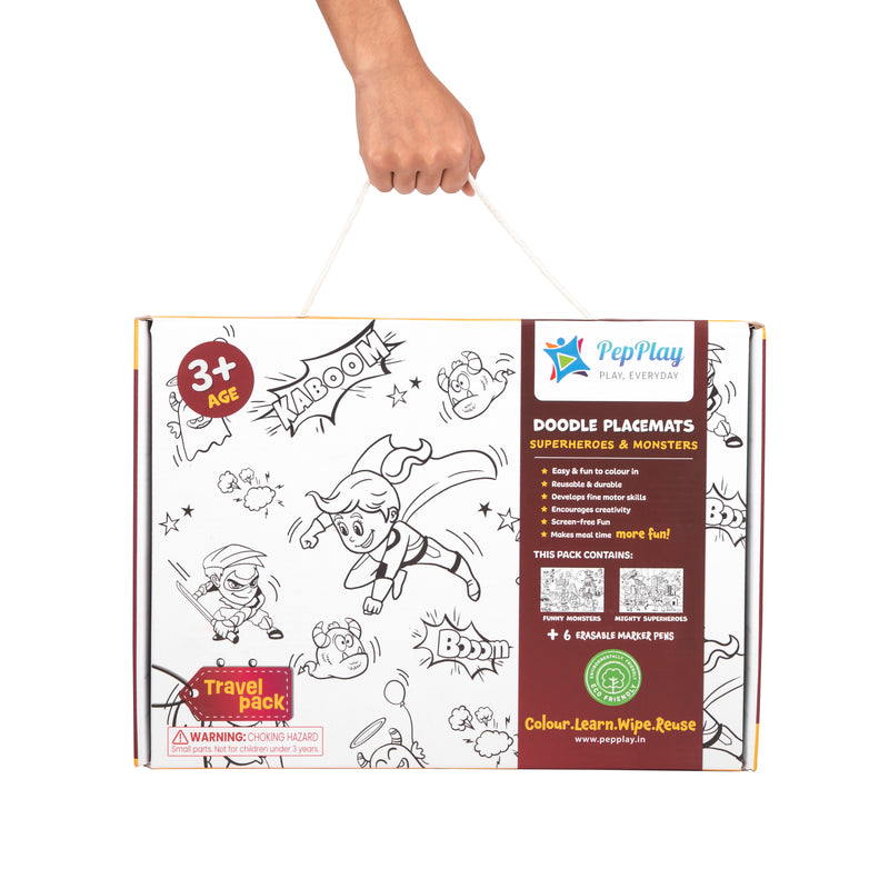 Pepplay doodle placemats - Superheroes & monsters